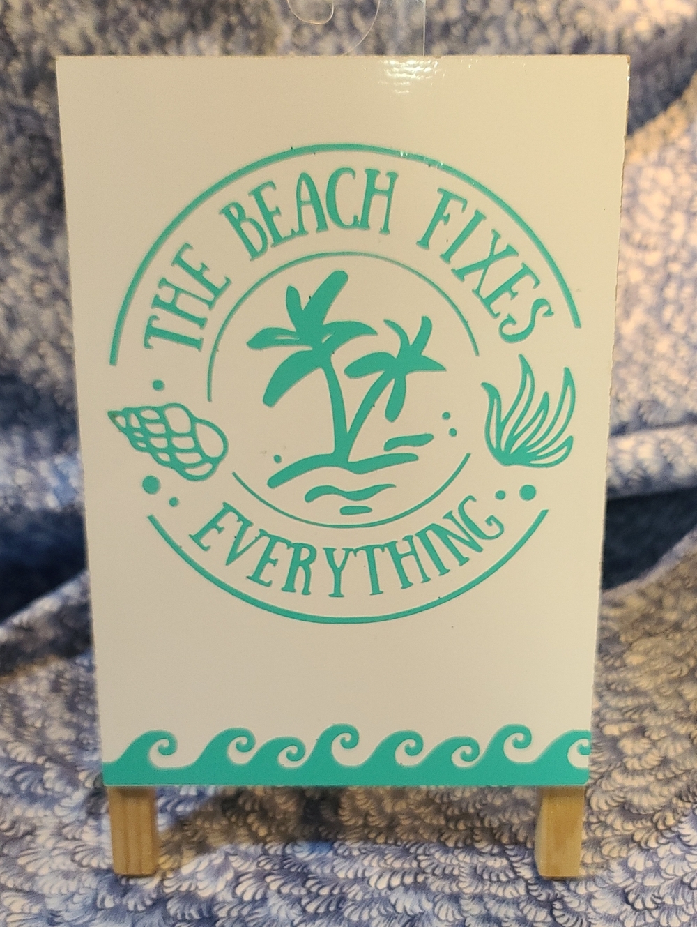 Hand Crafted Teal Beach Fixes Everything Decorative Plaque
